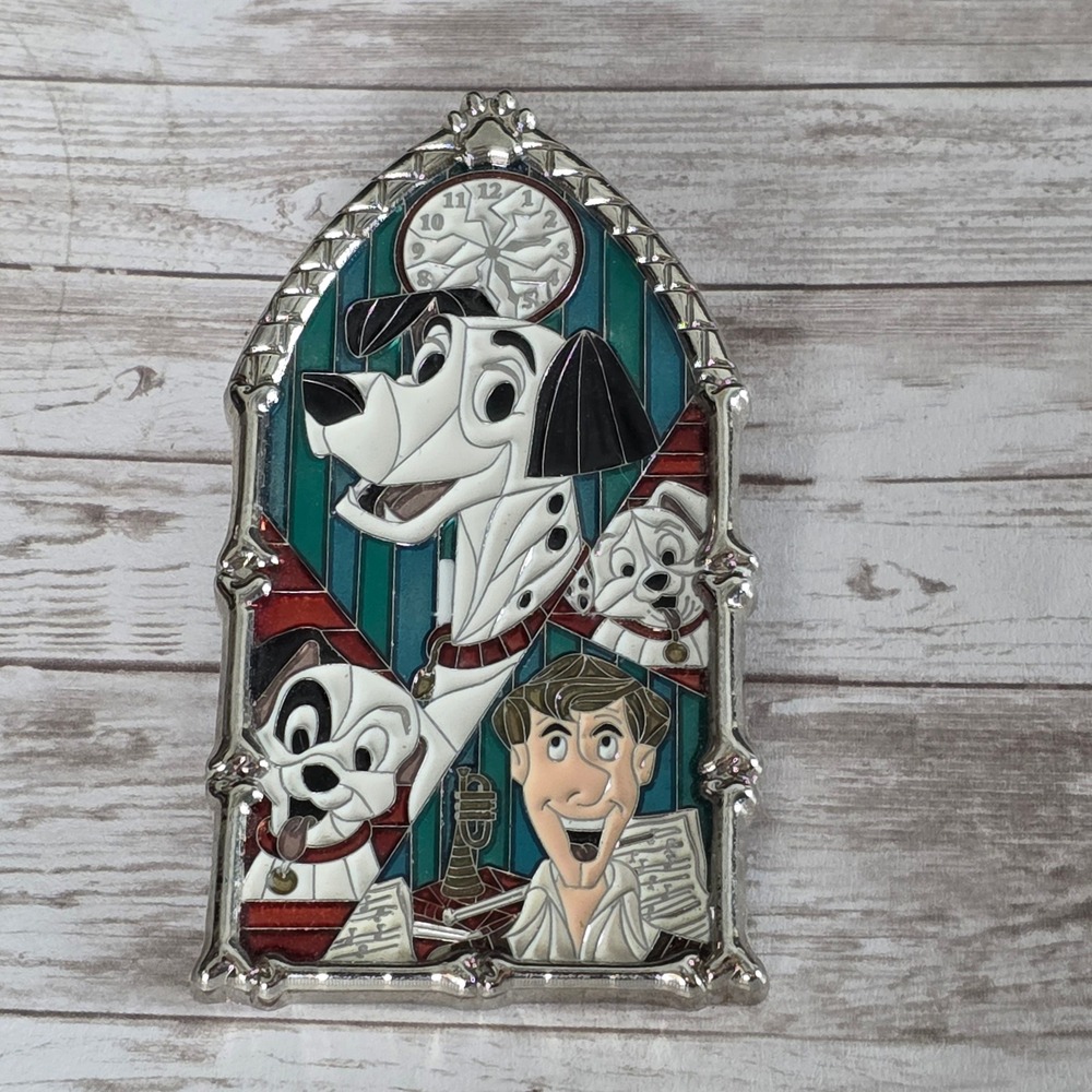 Disney Pin 101 Dalmatians Pongo Roger Stained Glass LE 2000 Windows of Magic